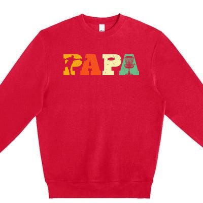 Papa Disc Golf Lover Frisbee Golfing Dad Father Sports Gifts Premium Crewneck Sweatshirt