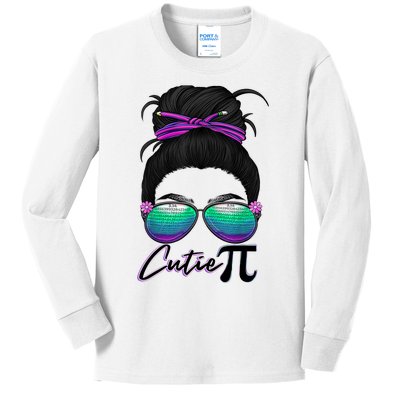 Pi Day Girl Wo Funny Math Teacher Cutie Pi Kids Long Sleeve Shirt