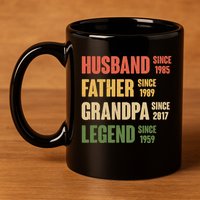 Personalized Dad Grandpa Gift Fathers Day Custom 11oz C Handle Ceramic Mug