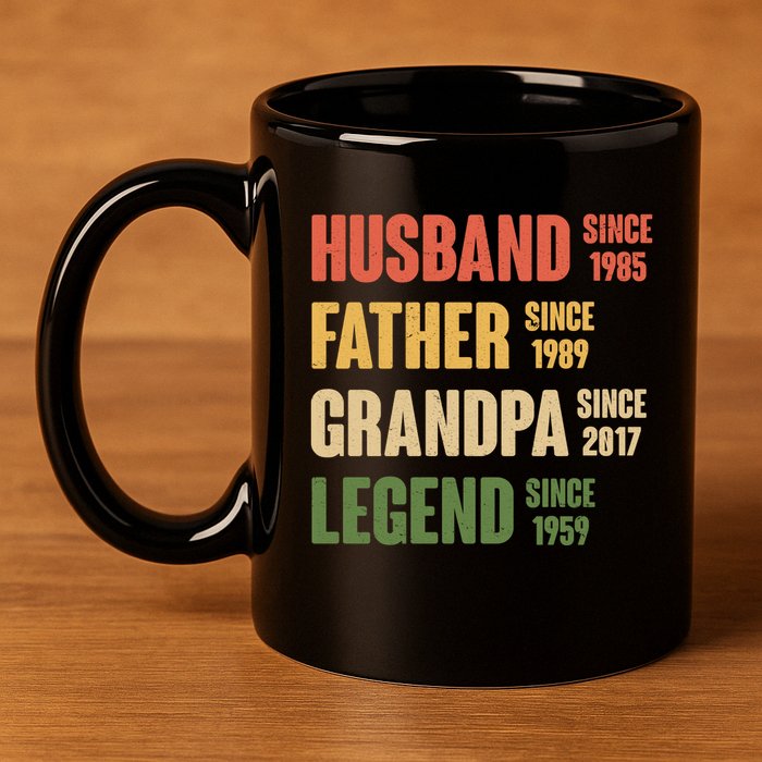 Personalized Dad Grandpa Gift Fathers Day Custom 11oz C Handle Ceramic Mug