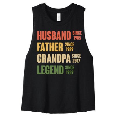 Personalized Dad Grandpa Gift Fathers Day Custom Women's Racerback Cropped Tank