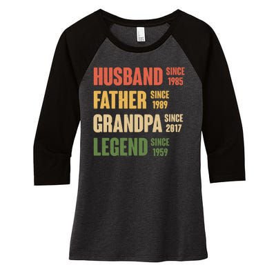 Personalized Dad Grandpa Gift Fathers Day Custom Women's Tri-Blend 3/4-Sleeve Raglan Shirt