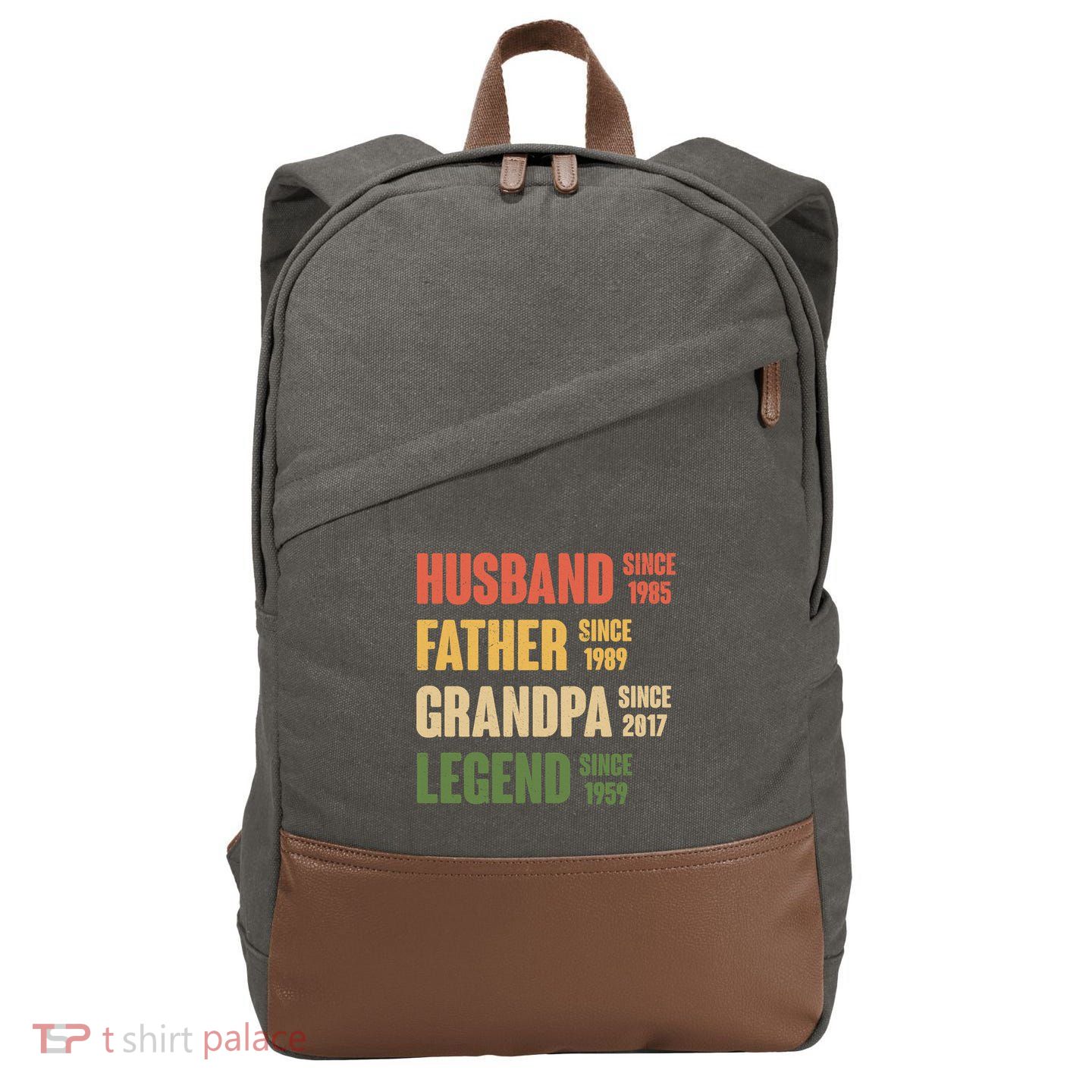 Personalized Dad Grandpa Gift Fathers Day Custom Cotton Canvas Backpack