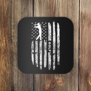 Patriotic Disc Golf American Flag Distressed Coaster