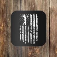 Patriotic Disc Golf American Flag Distressed Coaster