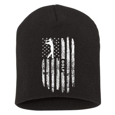 Patriotic Disc Golf American Flag Distressed Short Acrylic Beanie