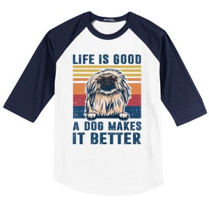 Pekingese Dog Gifts Funny Pekingese Dog Dad Mom Women Baseball Sleeve Shirt