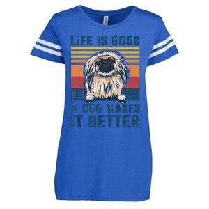 Pekingese Dog Gifts Funny Pekingese Dog Dad Mom Women Enza Ladies Jersey Football T-Shirt