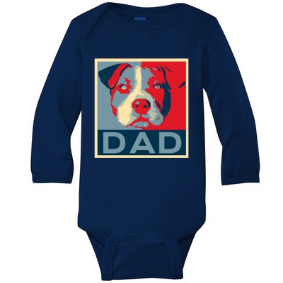 Pitbull Dad Gift Pittie Pit Bull Dog Lover Fathers Day Gift Baby Long Sleeve Bodysuit