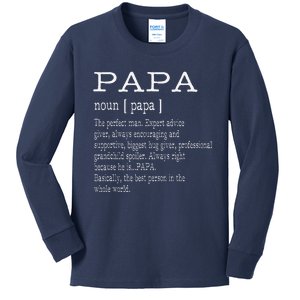 Papa Definition Grandpa Fathers Day Gifts Kids Long Sleeve Shirt