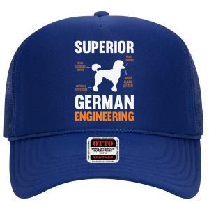 Poodle Dog Gifts Funny Superior German Engineering High Crown Mesh Back Trucker Hat