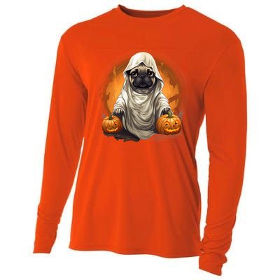 Pug Dog Ghost Funny Halloween Pumpkin For Dog Lovers Great Gift Cooling Performance Long Sleeve Crew