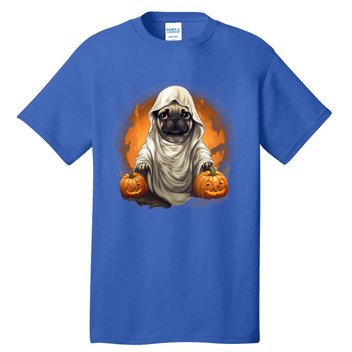 Pug Dog Ghost Funny Halloween Pumpkin For Dog Lovers Great Gift Tall T-Shirt