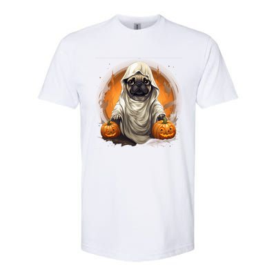 Pug Dog Ghost Funny Halloween Pumpkin For Dog Lovers Great Gift Softstyle® CVC T-Shirt