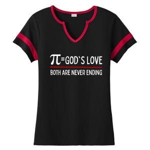 Pi Day God's Love Gift Both Are Never Ending Ladies Halftime Notch Neck Tee