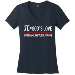 Pi Day God's Love Gift Both Are Never Ending Women's V-Neck T-Shirt