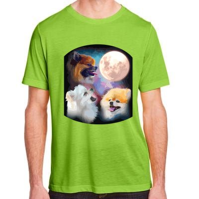 Pomeranian Dog Howling At Moon Adult ChromaSoft Performance T-Shirt