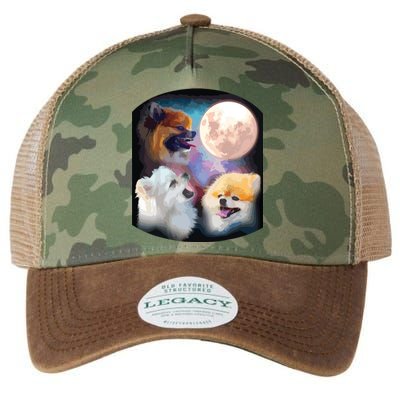 Pomeranian Dog Howling At Moon Legacy Tie Dye Trucker Hat