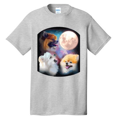 Pomeranian Dog Howling At Moon Tall T-Shirt