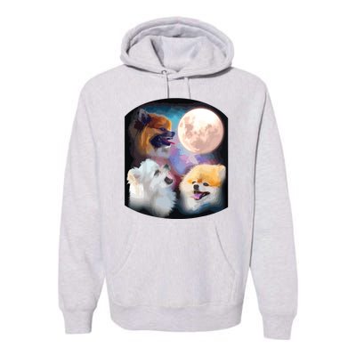 Pomeranian Dog Howling At Moon Premium Hoodie