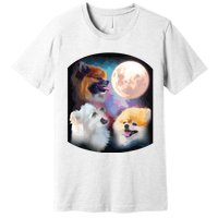 Pomeranian Dog Howling At Moon Premium T-Shirt