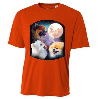 Pomeranian Dog Howling At Moon Cooling Performance Crew T-Shirt