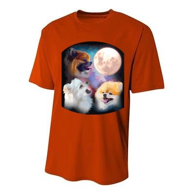 Pomeranian Dog Howling At Moon Performance Sprint T-Shirt