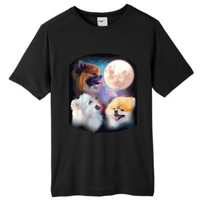 Pomeranian Dog Howling At Moon Tall Fusion ChromaSoft Performance T-Shirt