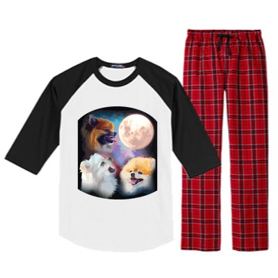 Pomeranian Dog Howling At Moon Raglan Sleeve Pajama Set