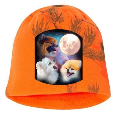 Pomeranian Dog Howling At Moon Kati - Camo Knit Beanie