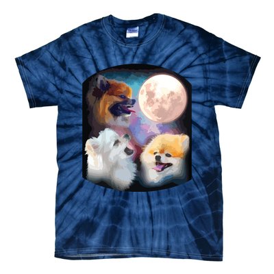 Pomeranian Dog Howling At Moon Tie-Dye T-Shirt