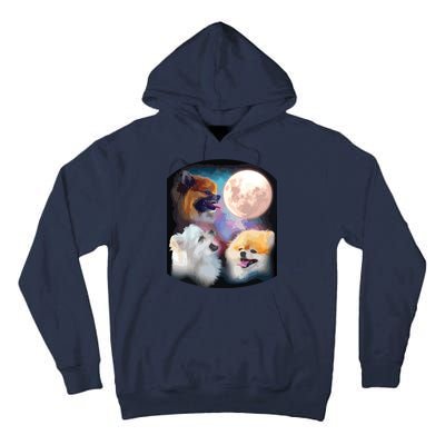 Pomeranian Dog Howling At Moon Tall Hoodie