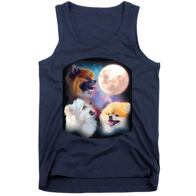 Pomeranian Dog Howling At Moon Tank Top