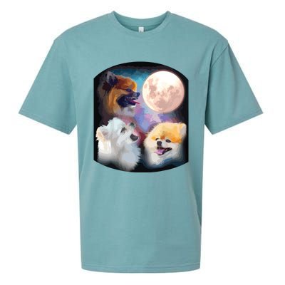 Pomeranian Dog Howling At Moon Sueded Cloud Jersey T-Shirt