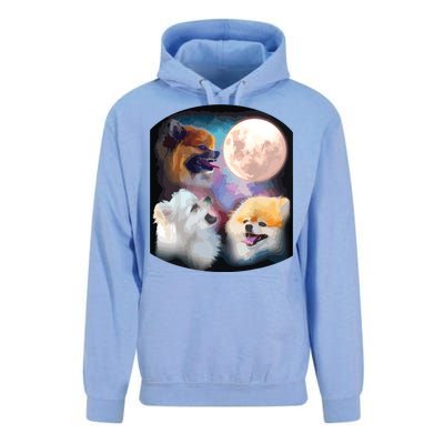 Pomeranian Dog Howling At Moon Unisex Surf Hoodie