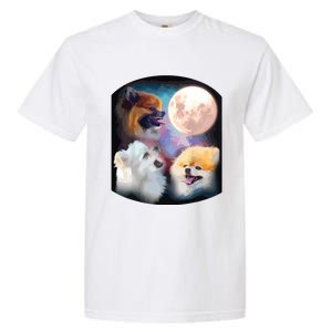 Pomeranian Dog Howling At Moon Garment-Dyed Heavyweight T-Shirt