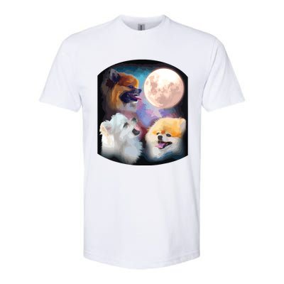 Pomeranian Dog Howling At Moon Softstyle CVC T-Shirt