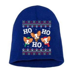 Papillon Dog Ho Ho Ho Merry Christmas Day Dad Mom Ugly Sweat Cool Gift Short Acrylic Beanie