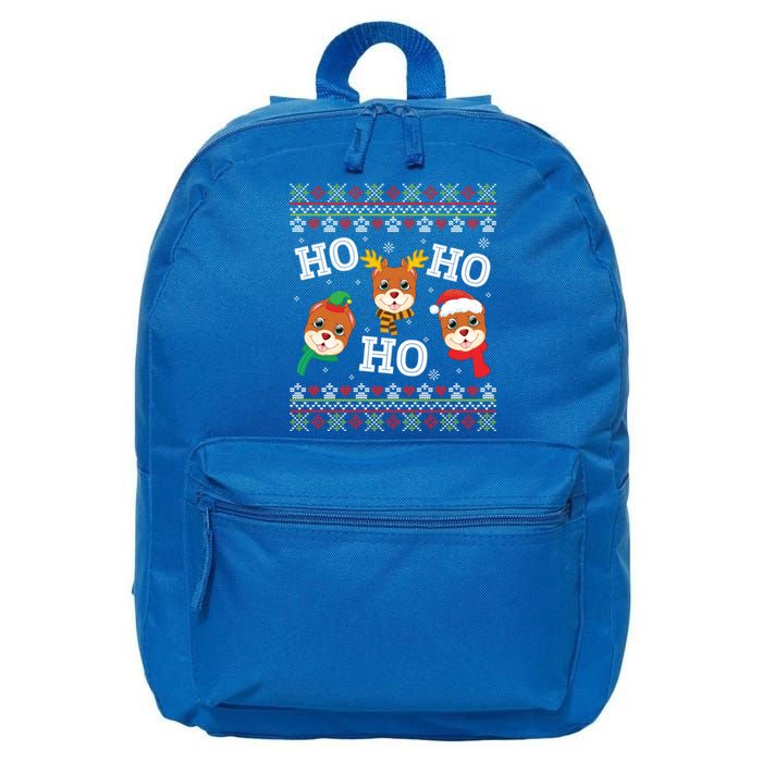 Pitbull Dog Ho Ho Ho Merry Christmas Day Dad Mom Ugly Sweat Funny Gift 16 in Basic Backpack