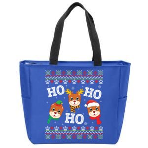 Pitbull Dog Ho Ho Ho Merry Christmas Day Dad Mom Ugly Sweat Funny Gift Zip Tote Bag