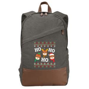 Pitbull Dog Ho Ho Ho Merry Christmas Day Dad Mom Ugly Sweat Funny Gift Cotton Canvas Backpack