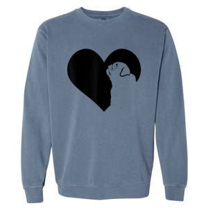 Pug Dog Heart Silhouette Pug Garment-Dyed Sweatshirt