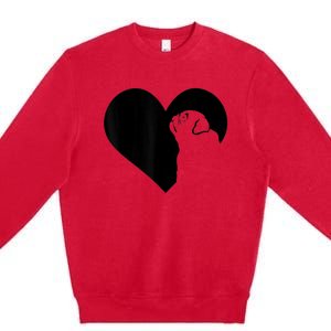 Pug Dog Heart Silhouette Pug Premium Crewneck Sweatshirt