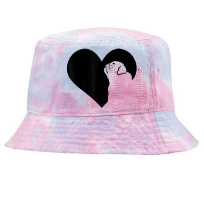 Pug Dog Heart Silhouette Pug Tie-Dyed Bucket Hat