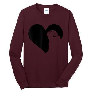 Pug Dog Heart Silhouette Pug Tall Long Sleeve T-Shirt