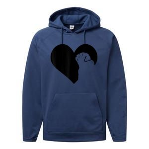 Pug Dog Heart Silhouette Pug Performance Fleece Hoodie