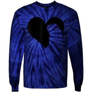 Pug Dog Heart Silhouette Pug Tie-Dye Long Sleeve Shirt