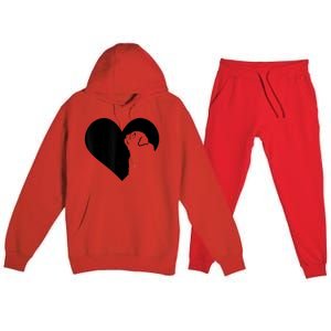 Pug Dog Heart Silhouette Pug Premium Hooded Sweatsuit Set