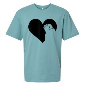 Pug Dog Heart Silhouette Pug Sueded Cloud Jersey T-Shirt