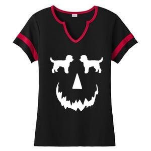 Pumpkin Doodle Halloween Goldendoodle Halloween Ladies Halftime Notch Neck Tee